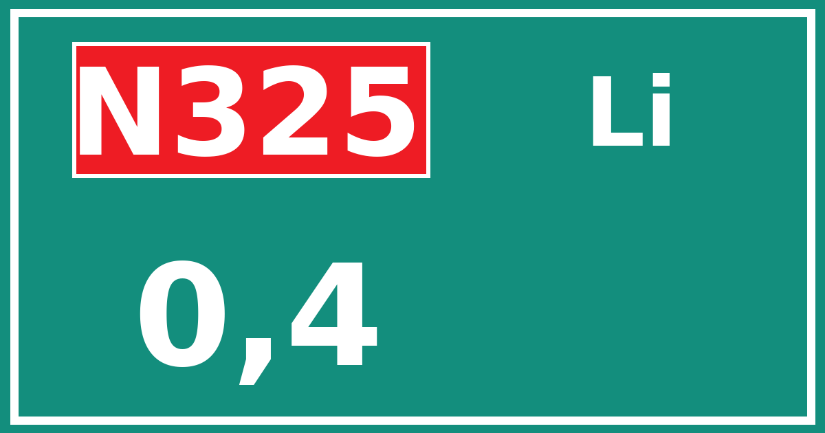 Hectometerbord N325 0,4 zijde Li