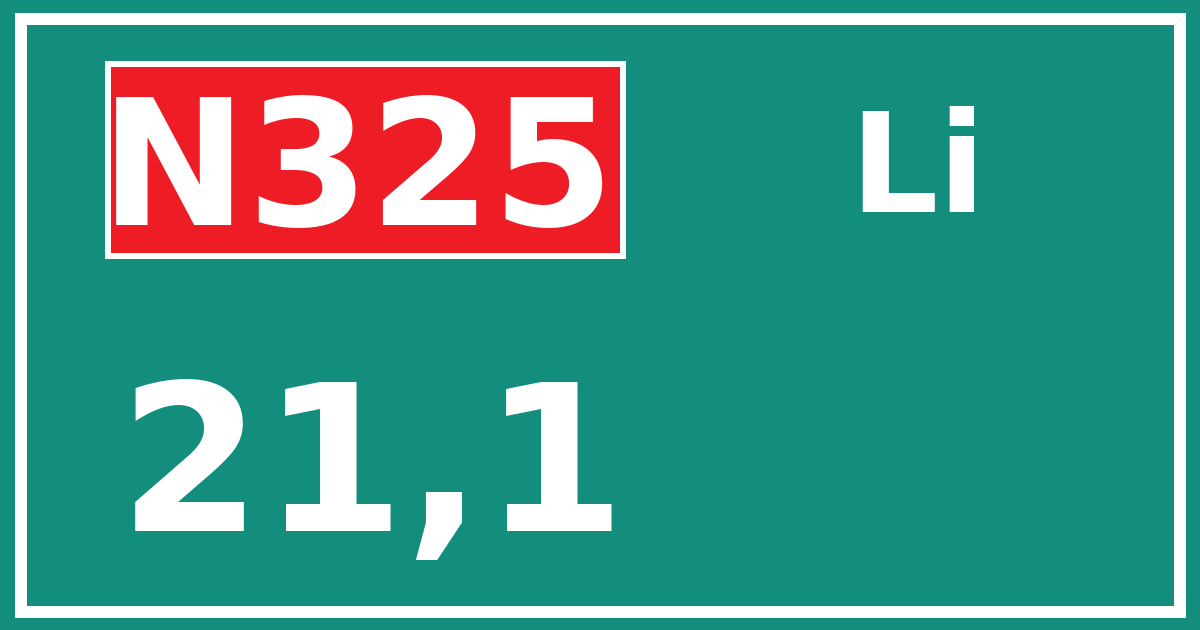 Hectometerbord N325 21,1 zijde Li