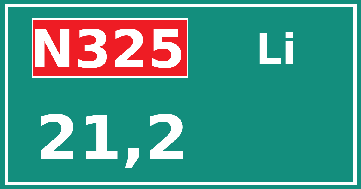 Hectometerbord N325 21,2 zijde Li