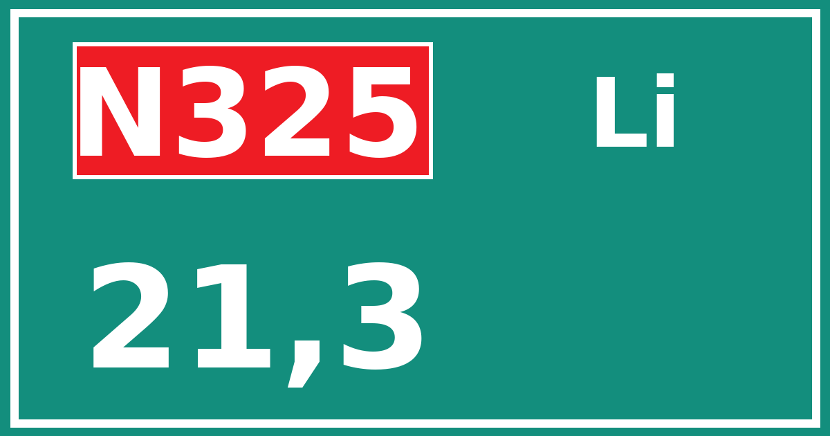 Hectometerbord N325 21,3 zijde Li
