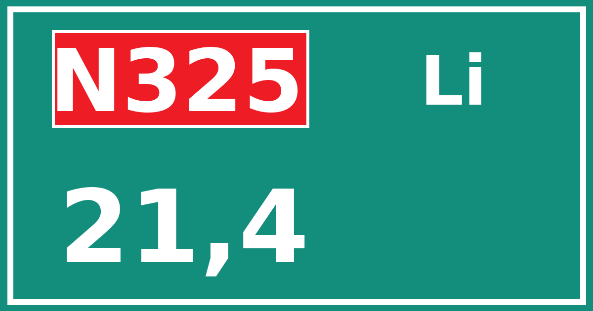 Hectometerbord N325 21,4 zijde Li