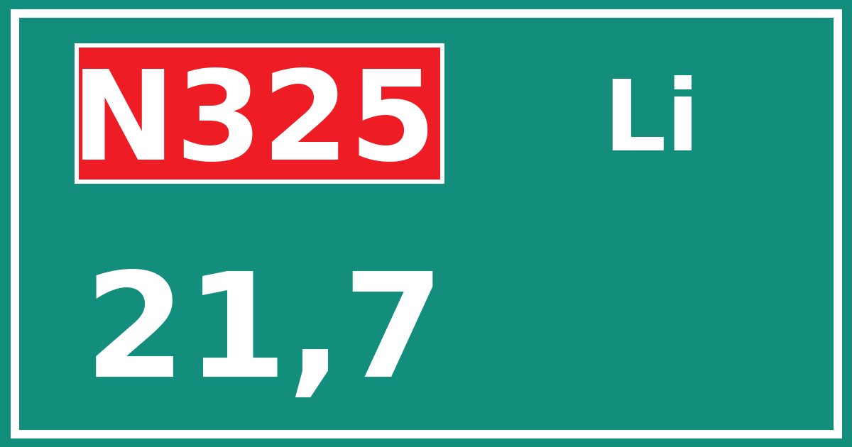 Hectometerbord N325 21,7 zijde Li