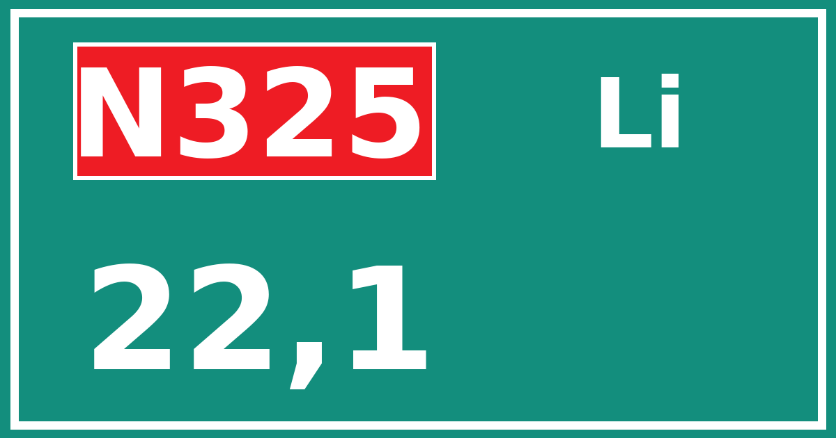Hectometerbord N325 22,1 zijde Li