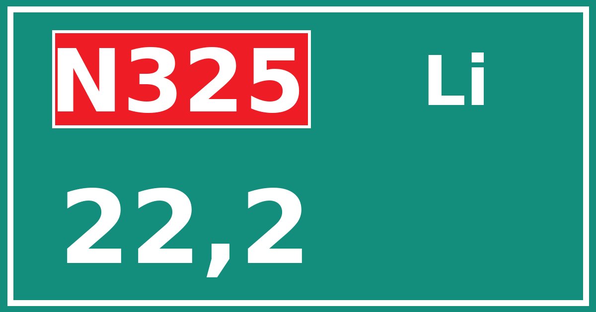 Hectometerbord N325 22,2 zijde Li