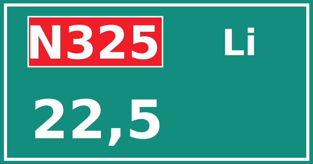 Hectometerbord N325 22,5 zijde Li