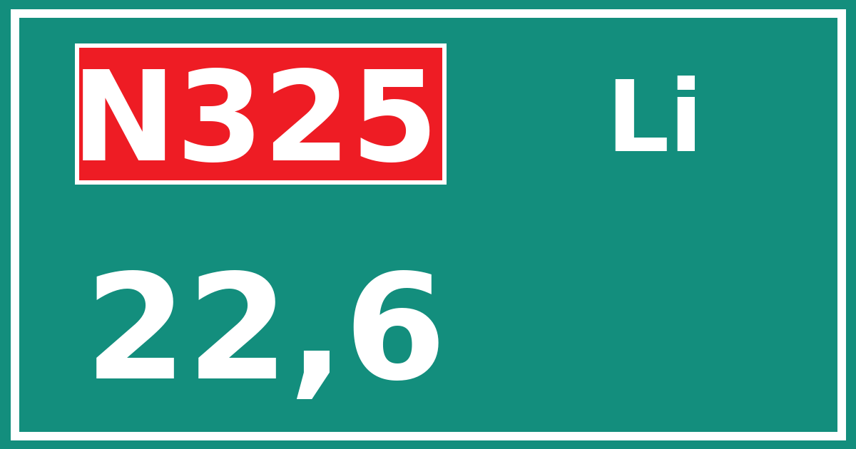 Hectometerbord N325 22,6 zijde Li
