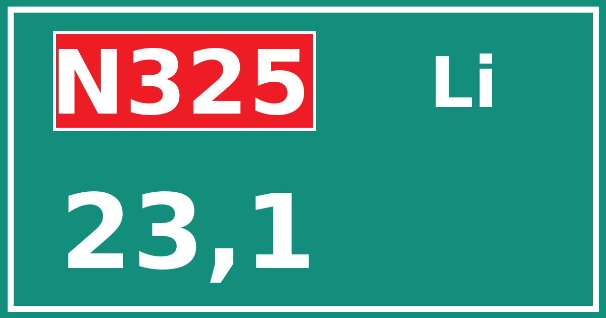 Hectometerbord N325 23,1 zijde Li