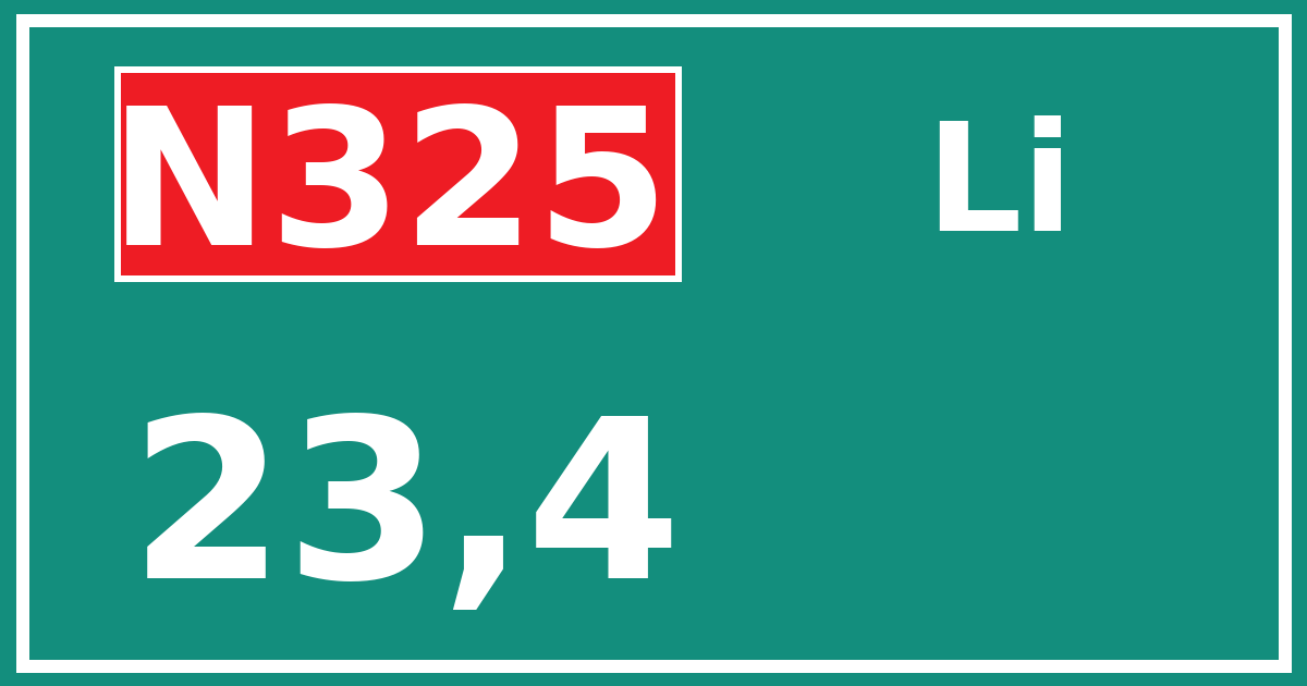 Hectometerbord N325 23,4 zijde Li