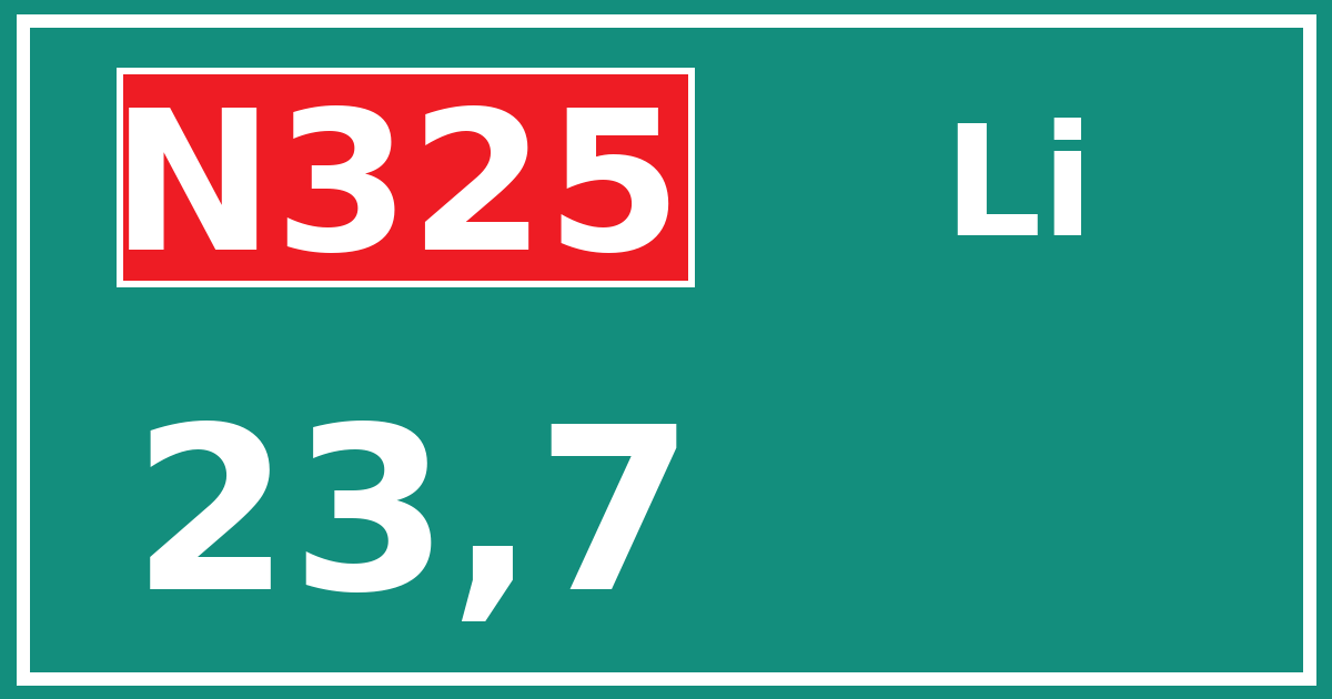 Hectometerbord N325 23,7 zijde Li