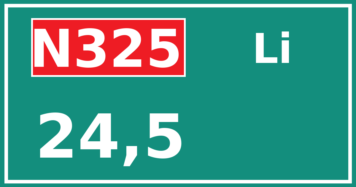 Hectometerbord N325 24,5 zijde Li