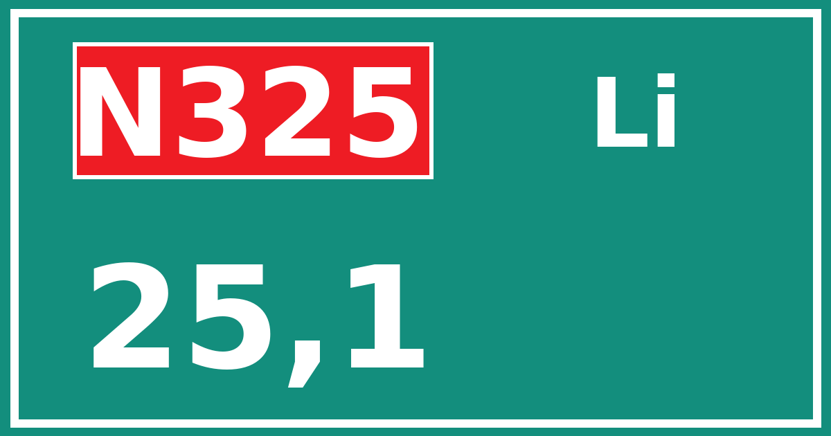 Hectometerbord N325 25,1 zijde Li