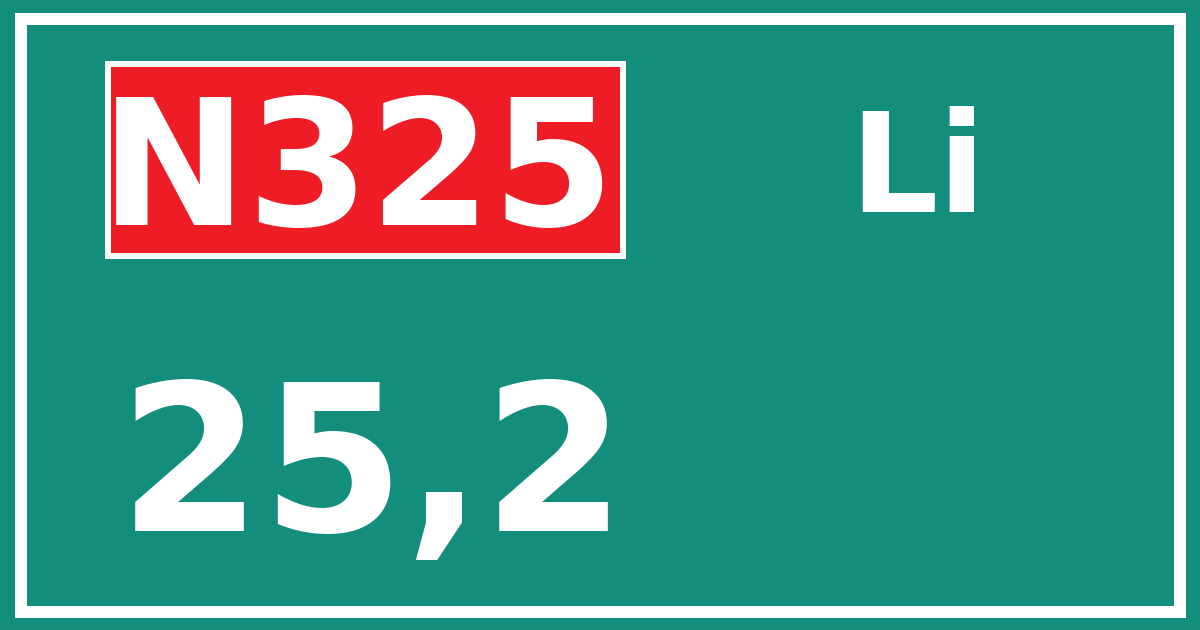 Hectometerbord N325 25,2 zijde Li