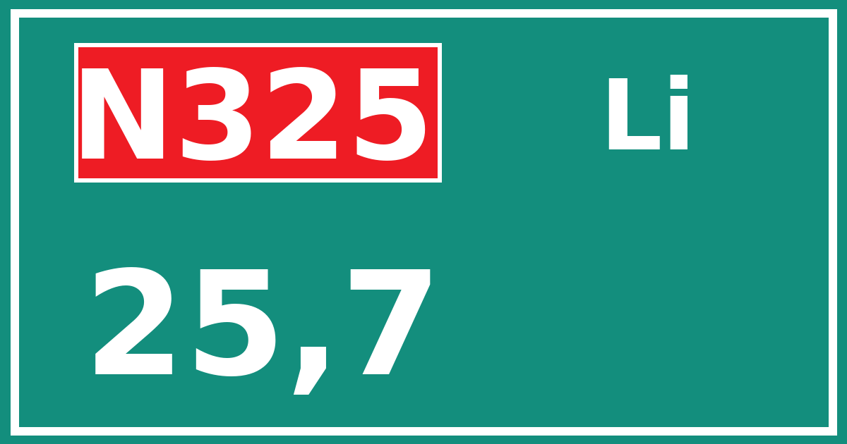 Hectometerbord N325 25,7 zijde Li
