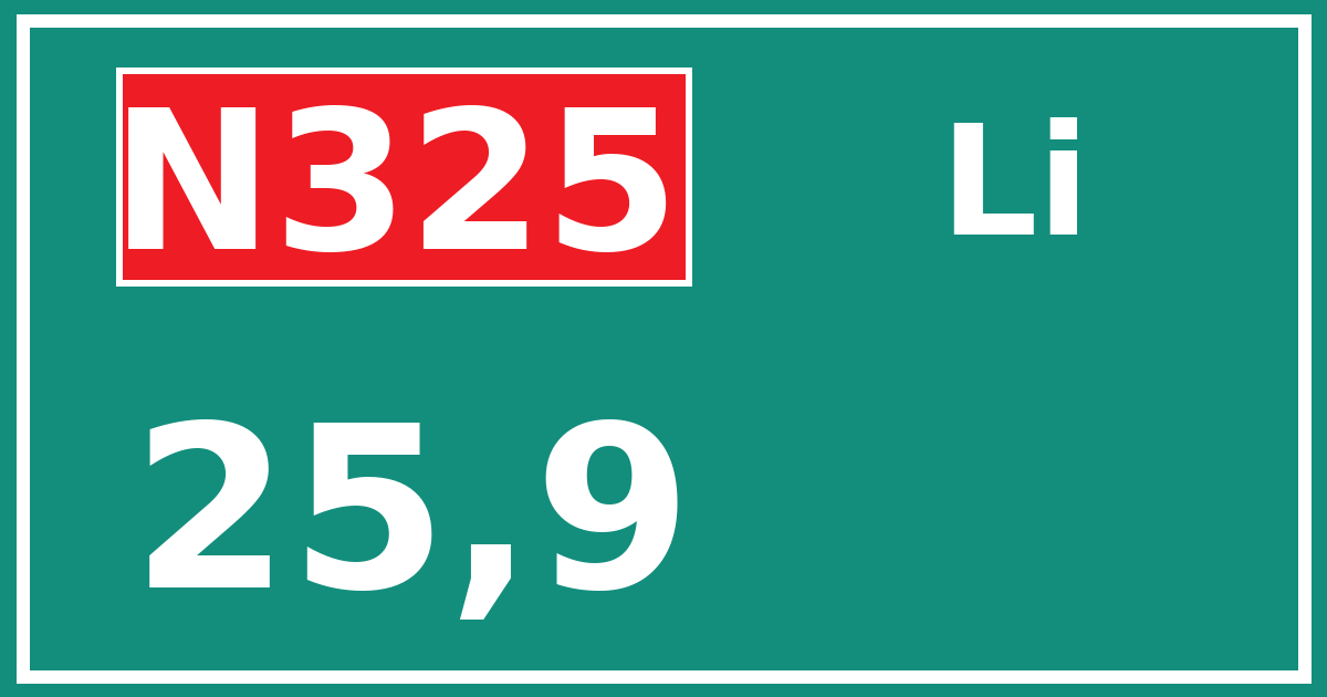Hectometerbord N325 25,9 zijde Li
