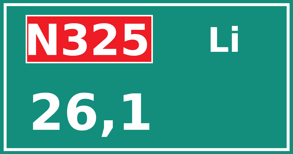 Hectometerbord N325 26,1 zijde Li