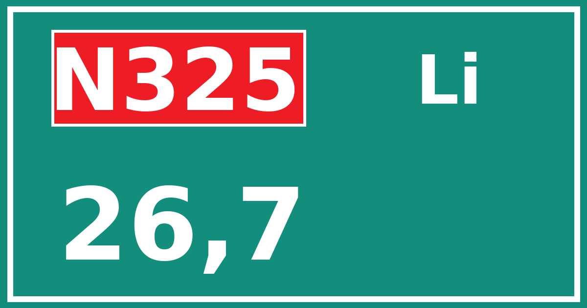 Hectometerbord N325 26,7 zijde Li
