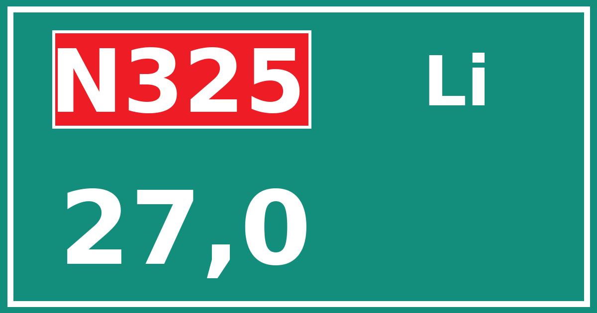 Hectometerbord N325 27,0 zijde Li