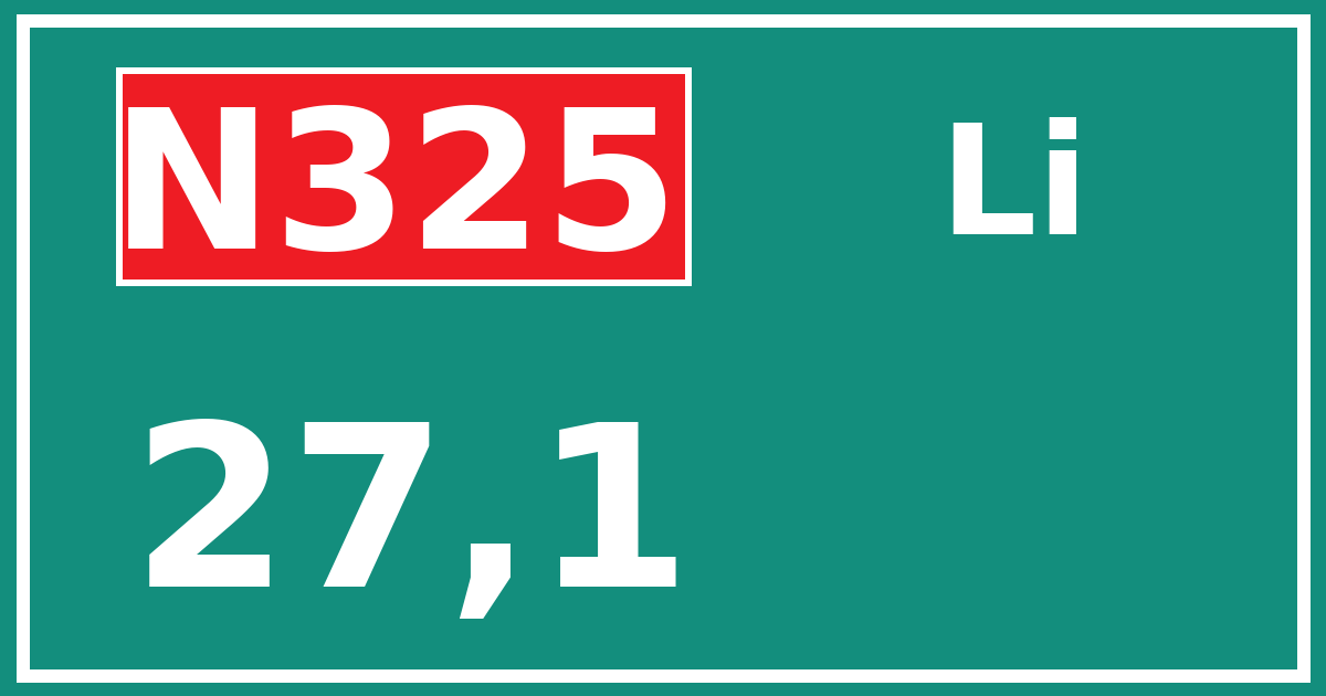 Hectometerbord N325 27,1 zijde Li