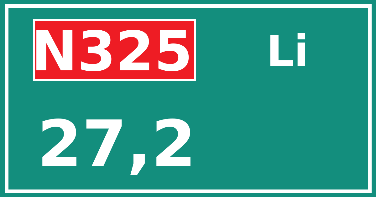 Hectometerbord N325 27,2 zijde Li