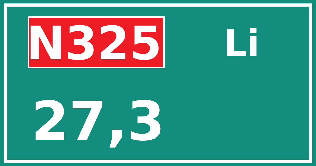 Hectometerbord N325 27,3 zijde Li