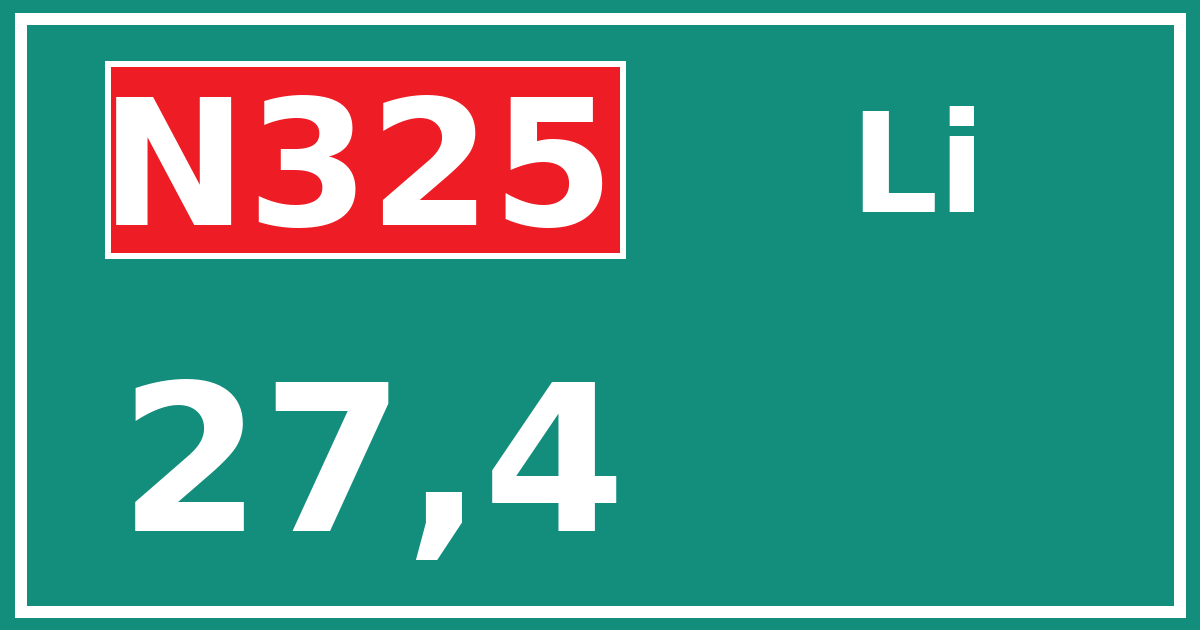 Hectometerbord N325 27,4 zijde Li