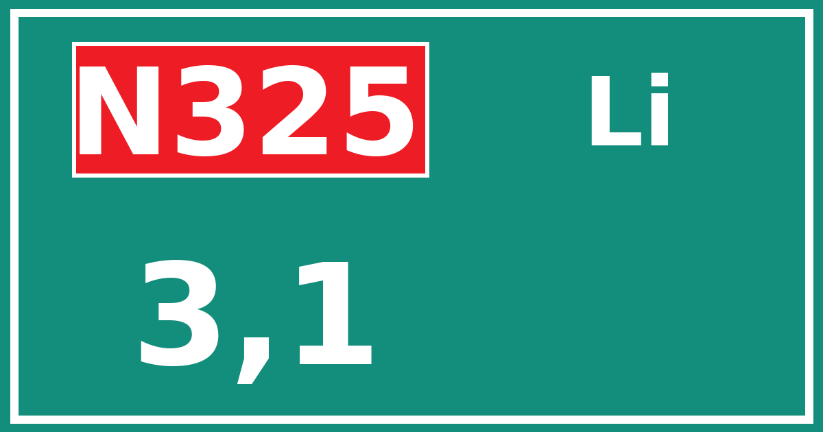 Hectometerbord N325 3,1 zijde Li
