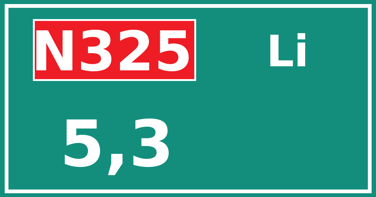 Hectometerbord N325 5,3 zijde Li
