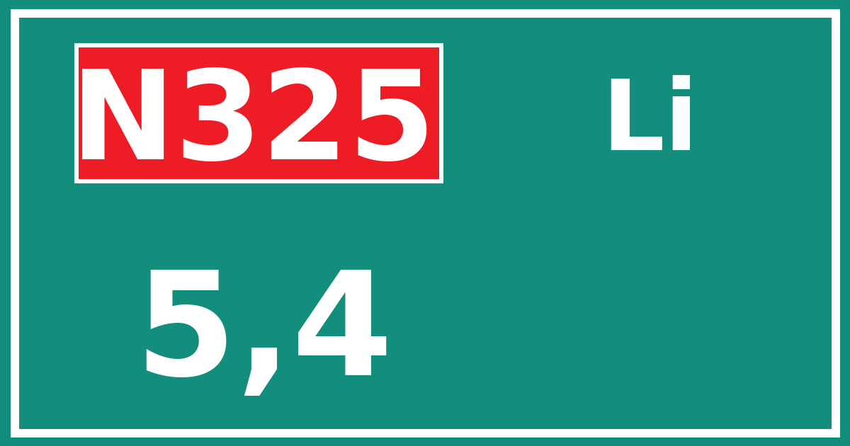 Hectometerbord N325 5,4 zijde Li