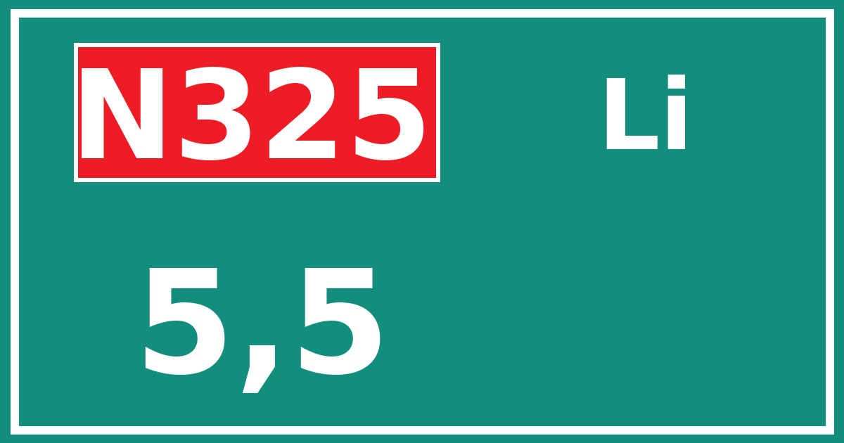 Hectometerbord N325 5,5 zijde Li