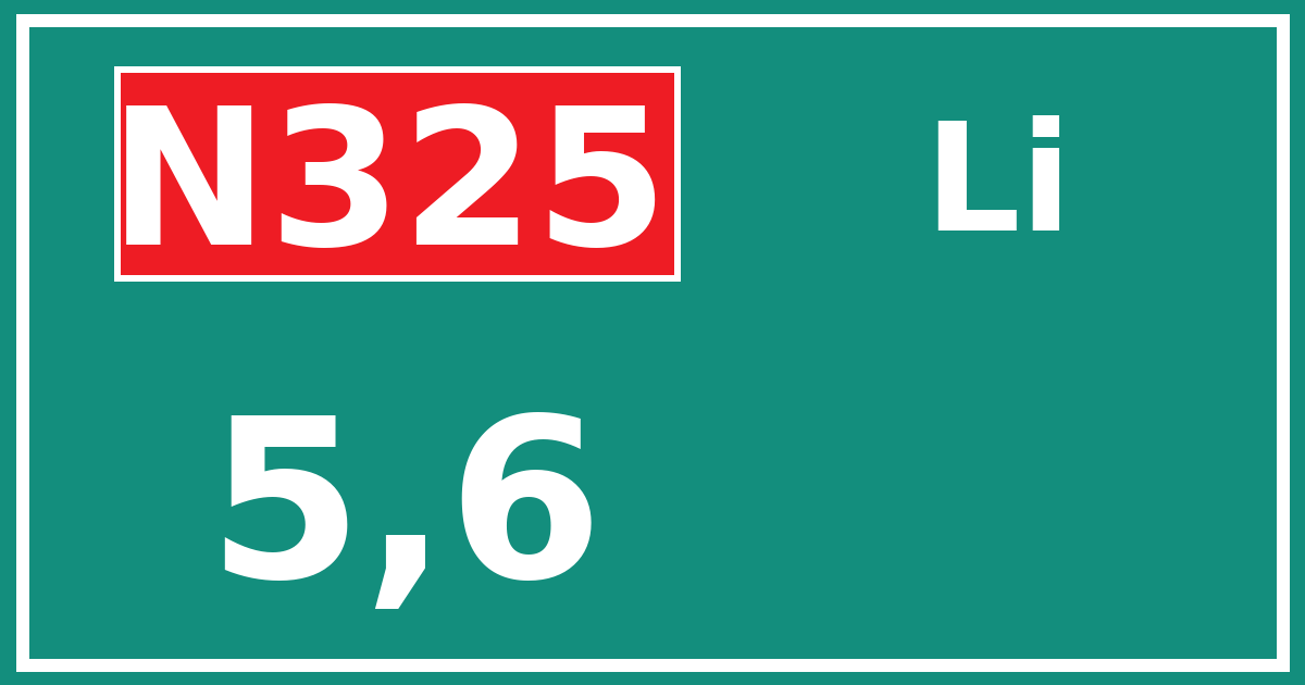 Hectometerbord N325 5,6 zijde Li