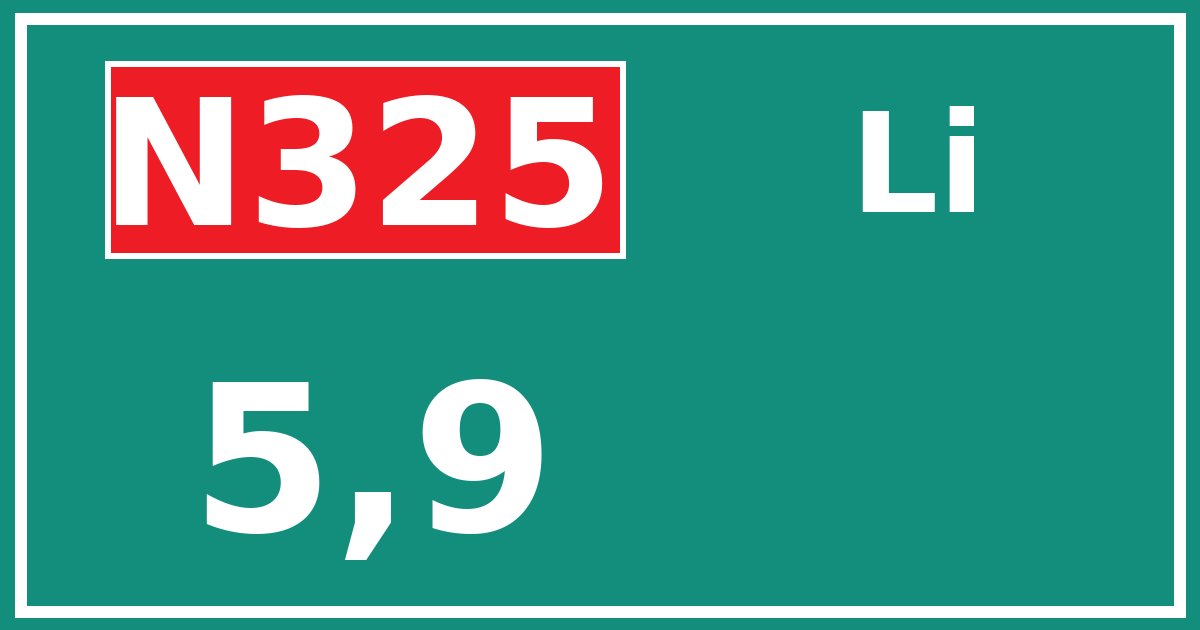 Hectometerbord N325 5,9 zijde Li
