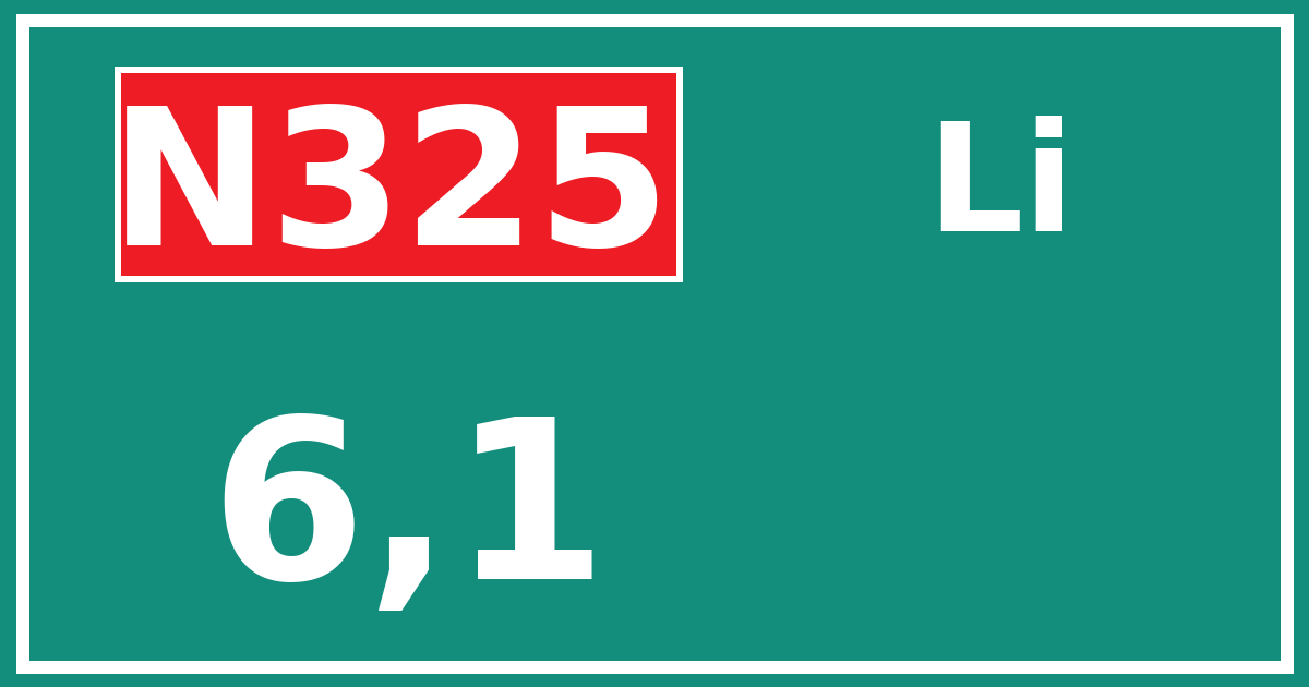 Hectometerbord N325 6,1 zijde Li