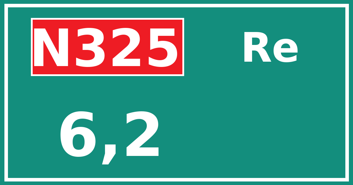 Hectometerbord N325 6,2 zijde Re
