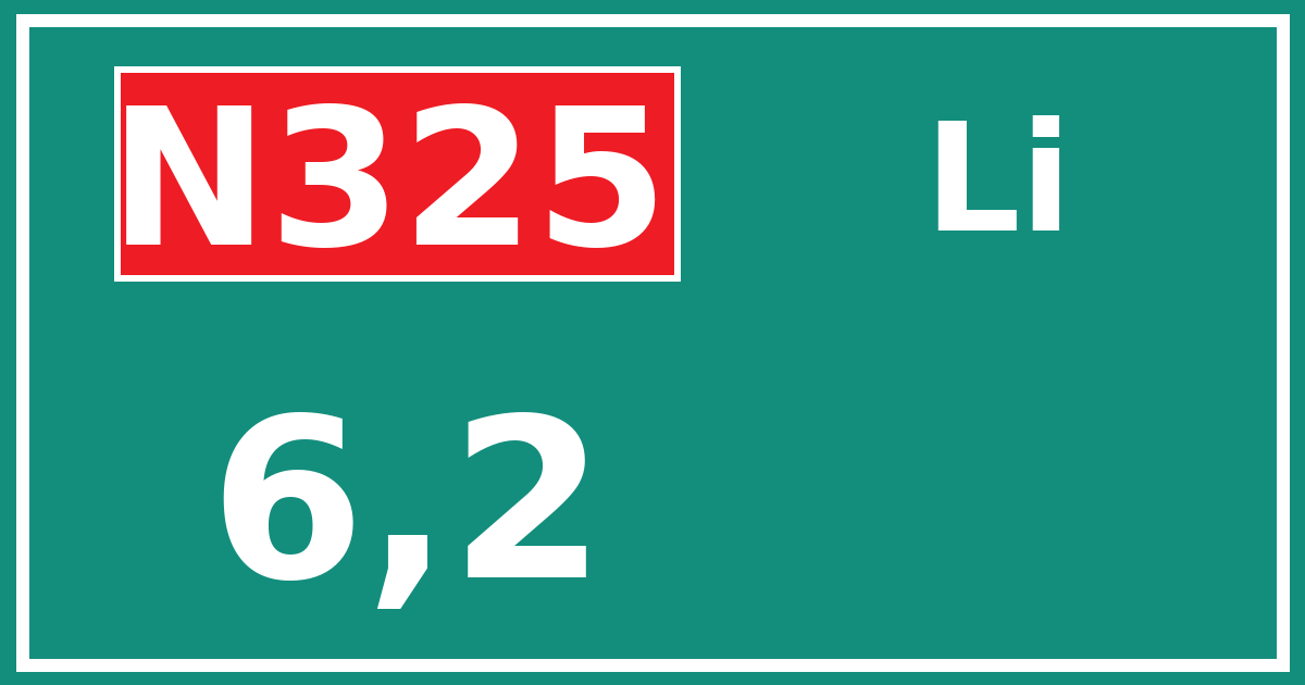 Hectometerbord N325 6,2 zijde Li