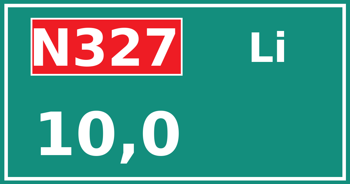 Hectometerbord N327 10,0 zijde Li
