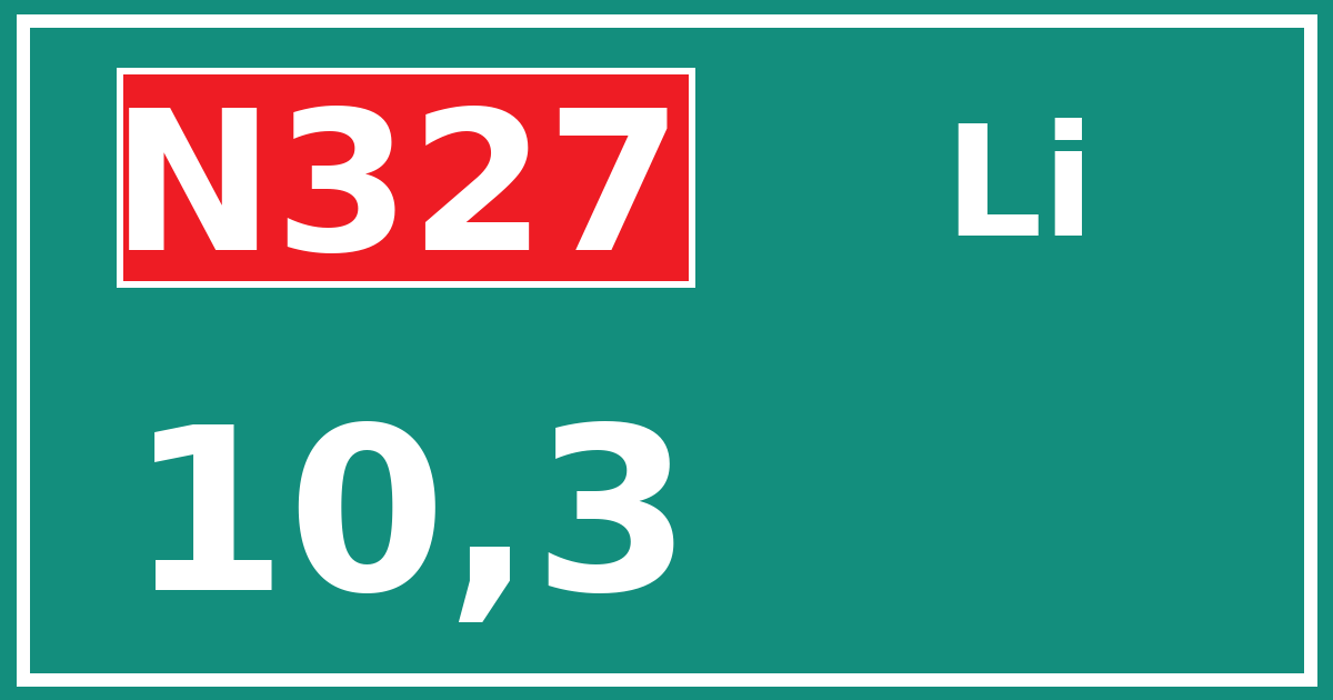 Hectometerbord N327 10,3 zijde Li