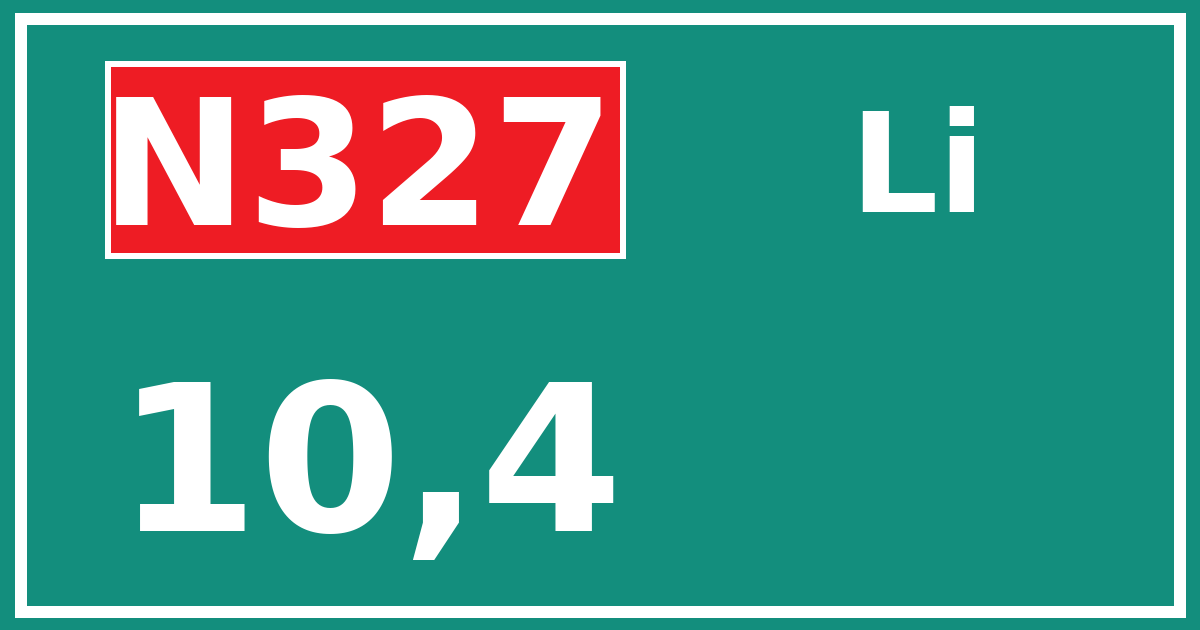 Hectometerbord N327 10,4 zijde Li
