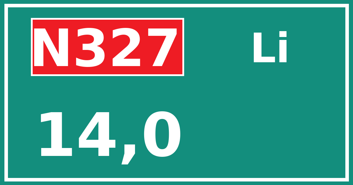 Hectometerbord N327 14,0 zijde Li