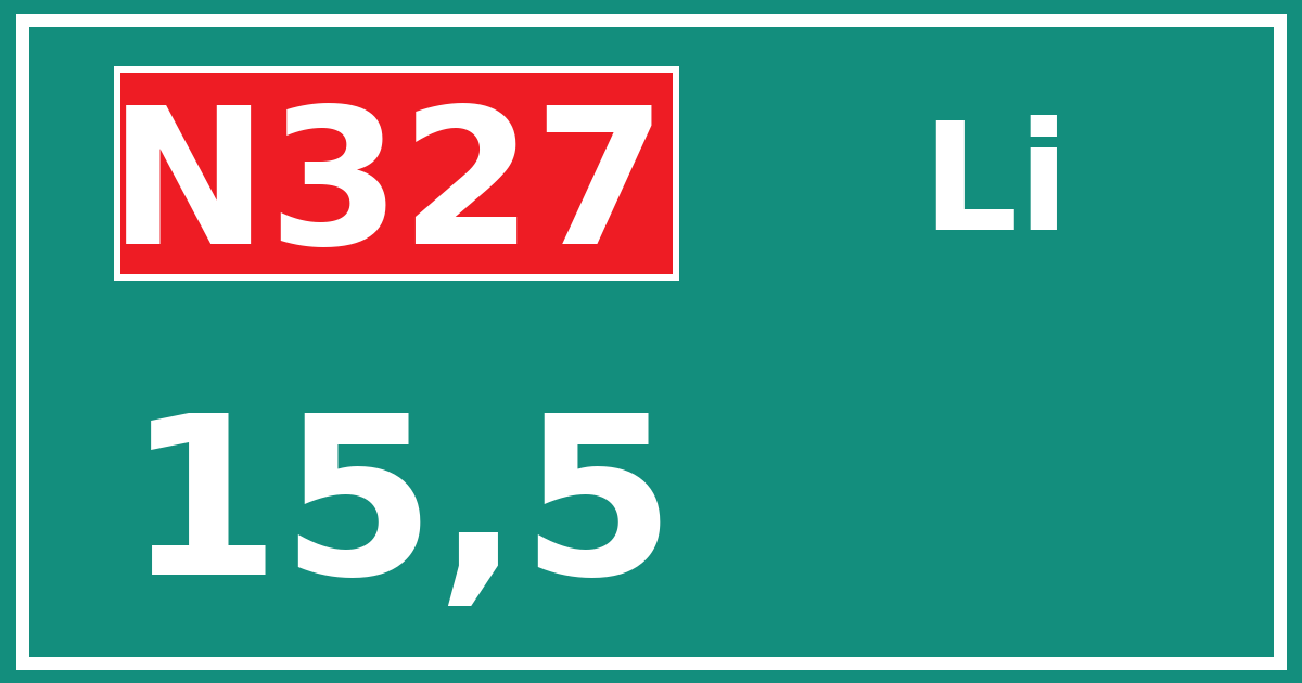 Hectometerbord N327 15,5 zijde Li