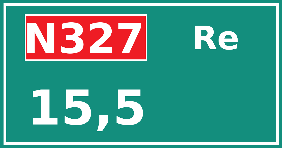 Hectometerbord N327 15,5 zijde Re