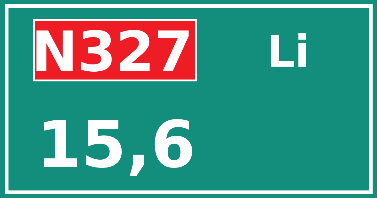 Hectometerbord N327 15,6 zijde Li