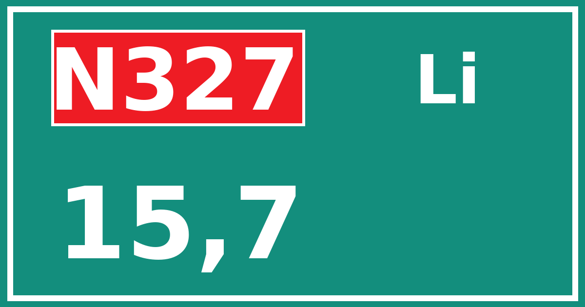 Hectometerbord N327 15,7 zijde Li