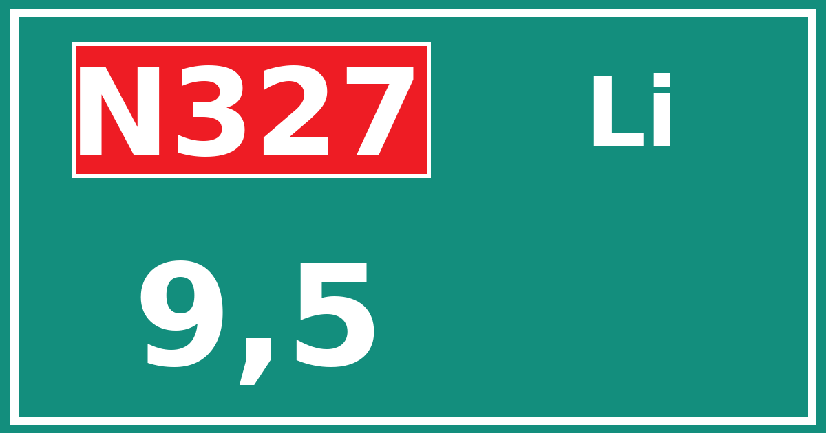 Hectometerbord N327 9,5 zijde Li