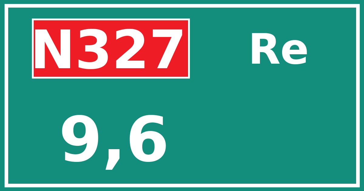 Hectometerbord N327 9,6 zijde Re