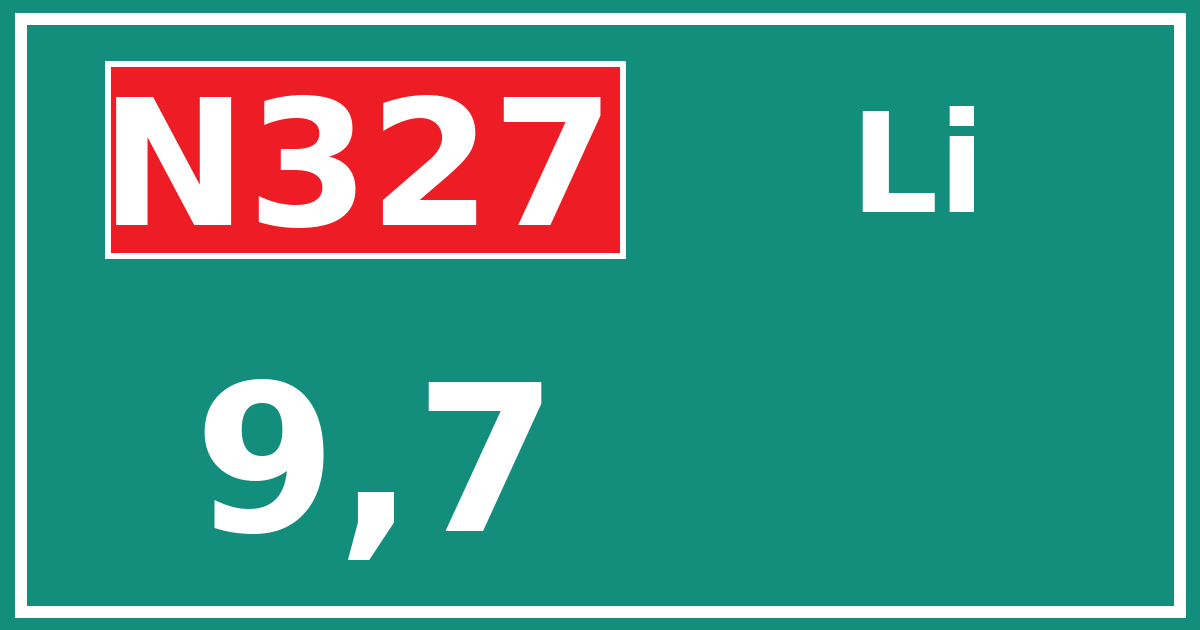 Hectometerbord N327 9,7 zijde Li