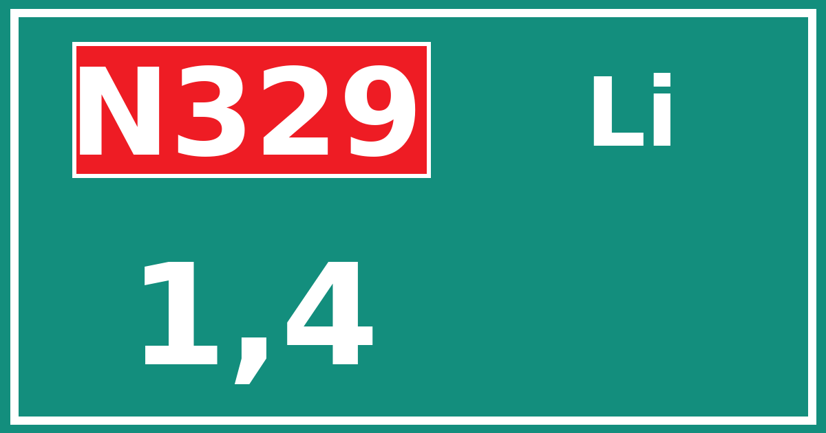 Hectometerbord N329 1,4 zijde Li