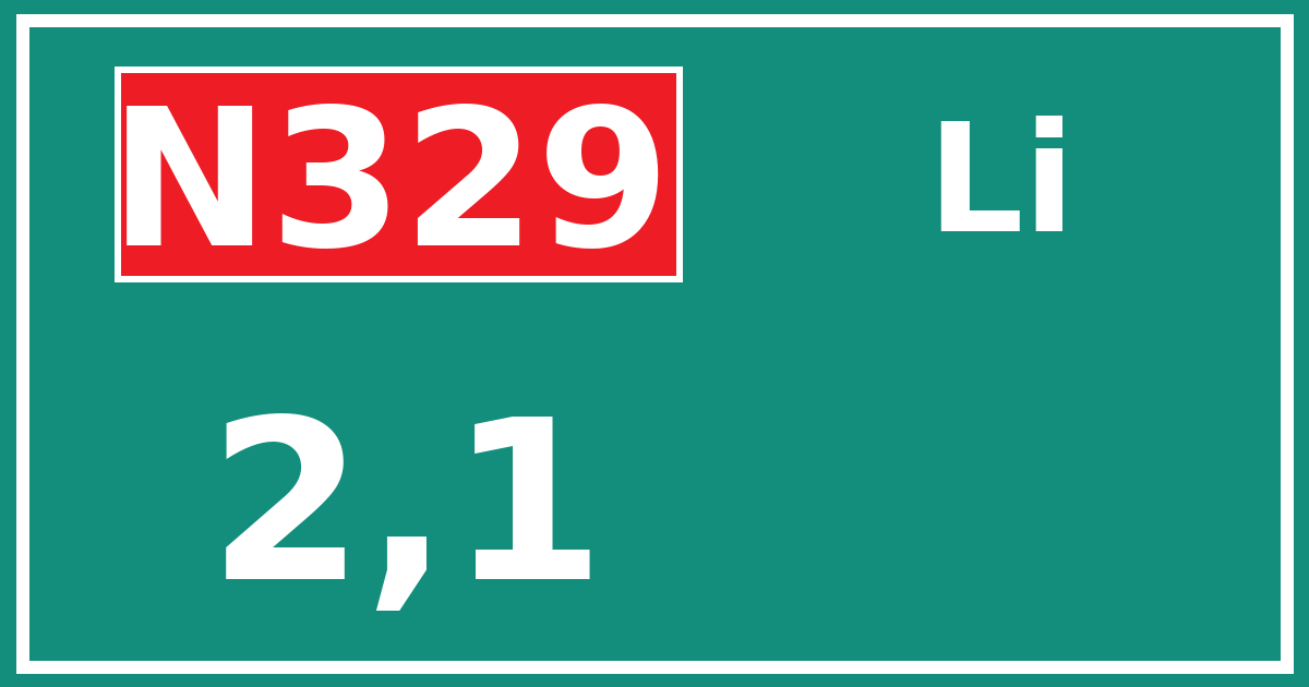 Hectometerbord N329 2,1 zijde Li