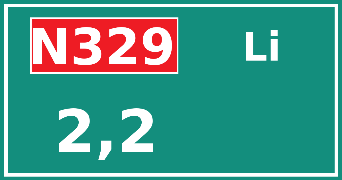 Hectometerbord N329 2,2 zijde Li