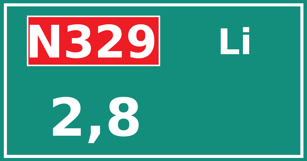 Hectometerbord N329 2,8 zijde Li