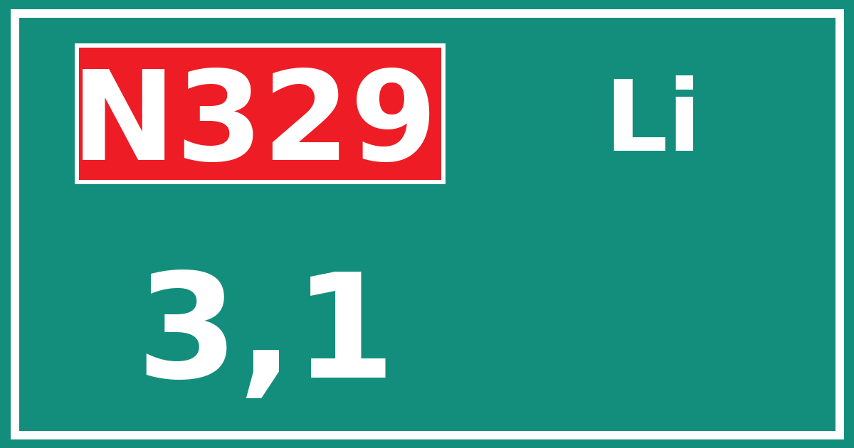 Hectometerbord N329 3,1 zijde Li
